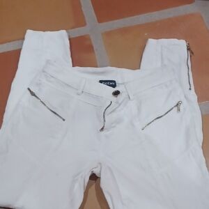 Bebe Ivory Trousers with Metallic Accents